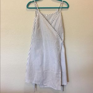 Blue & White Striped Wrap Dress